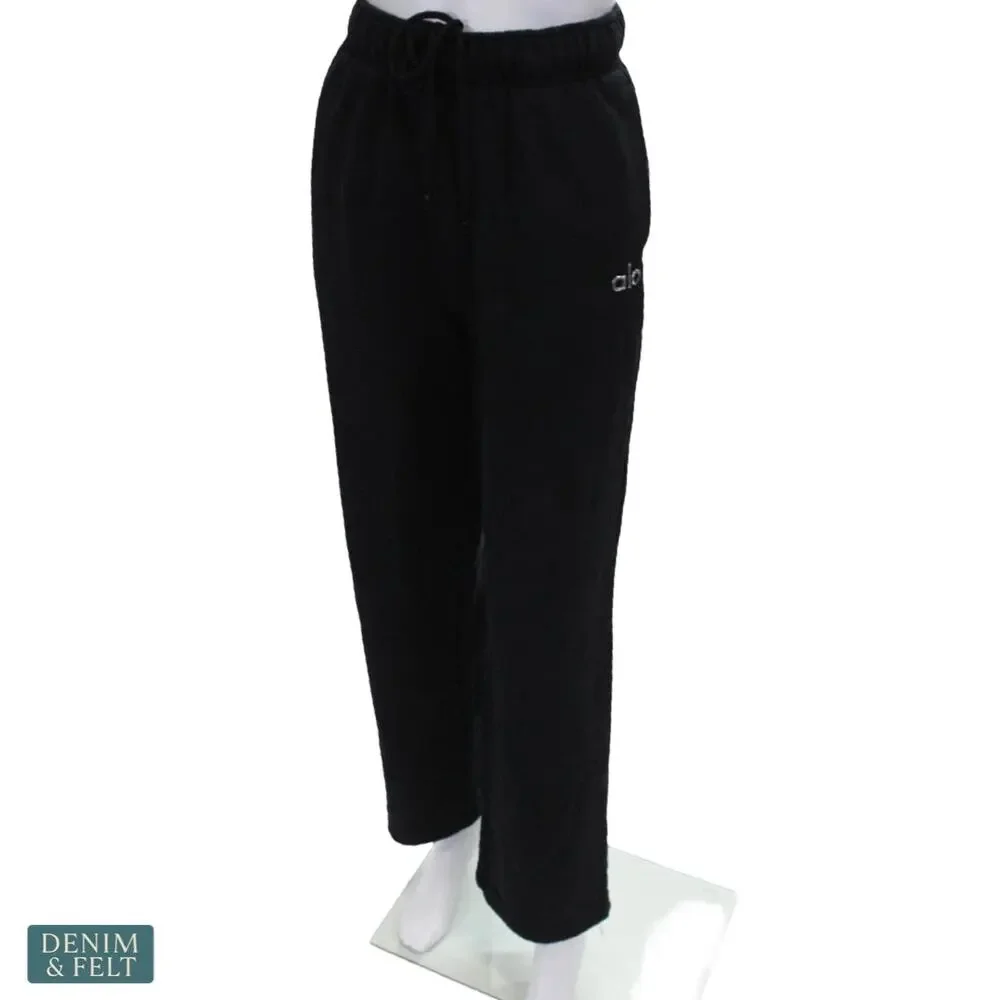 Alo Yoga Accolade Straight Leg Sweatpants Black Minimal Luxe Wide Leg Athleisure